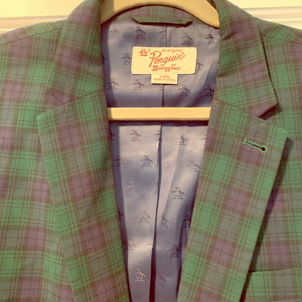 A green and blue Cheque sports-coat by Penguin.